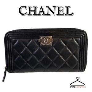 Chanel Boy Lambskin Zippy Authentic Wallet